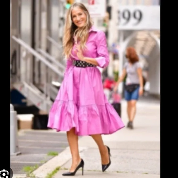 Carolina Herrera Purple Shirtdress ASO Carrie Bradshaw/SJP - Picture 2 of 16